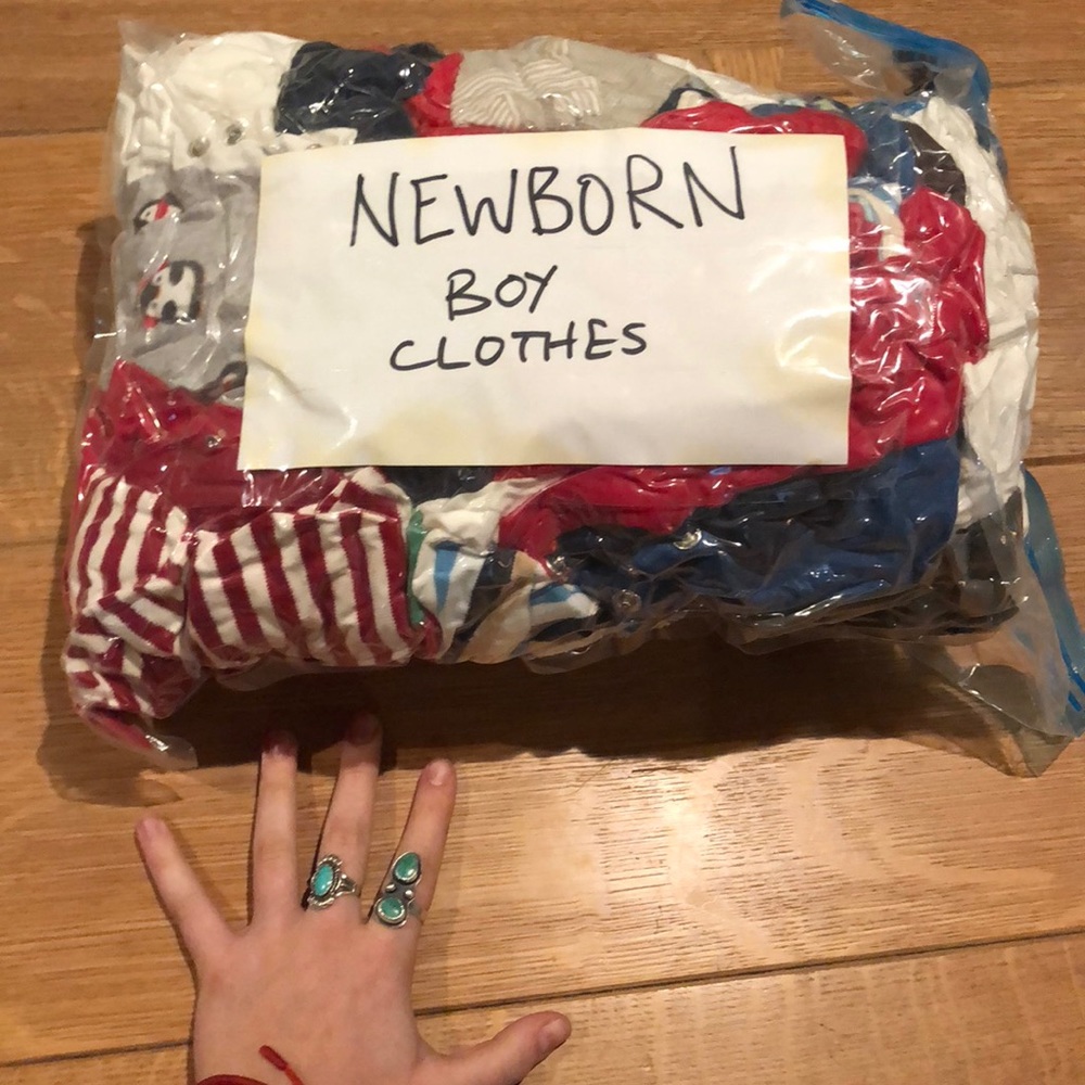 Bundle of newborn boy clothes